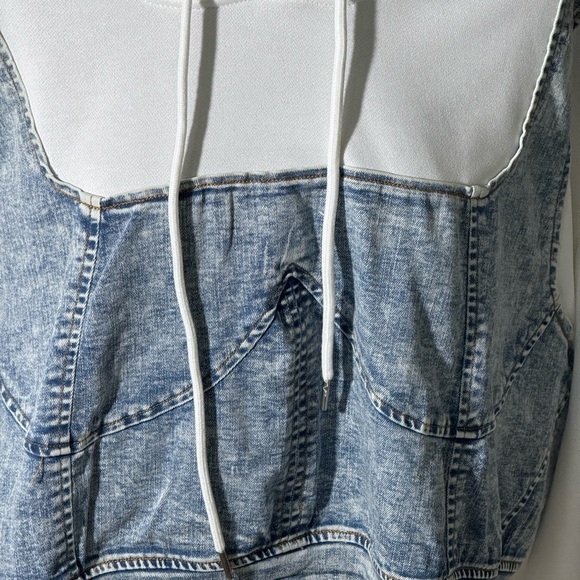 Fashionova Curve denim cropped hoodie size 2Xl - Picture 2 of 6